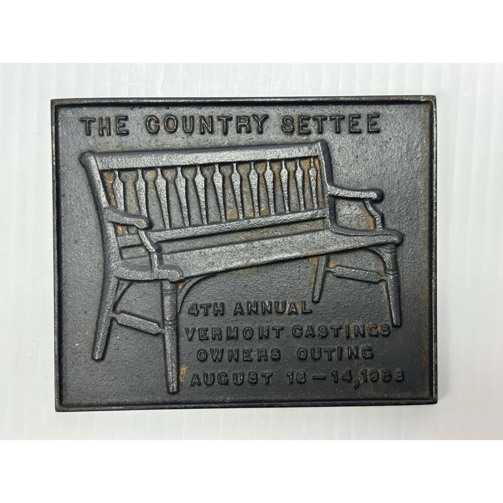 1988 The Country Settee Vermont Castings Owners Outing Cast Iron Plate Plaque